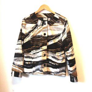 CHICO'S Black, White, Brown Jacket Size 2